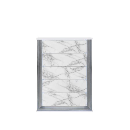 Global Furniture Usa Modern High Gloss Ylime White Marble Chest With Led 2496